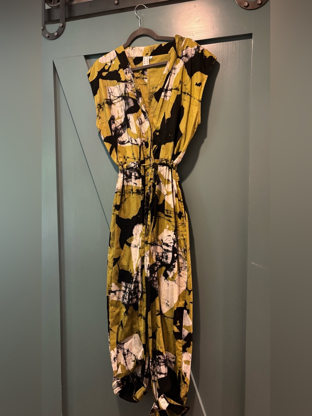 Abstract Print Olive & Black Jumpsuit